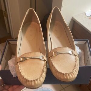 Nickels Tan Leather Loafers with Silver Detail